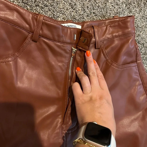 NWOT House of CB Inaya Stretch Vegan Leather Trousers in Brown - size S - Picture 9 of 11